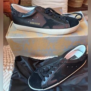 Golden Goose Black and Glitter Sneakers